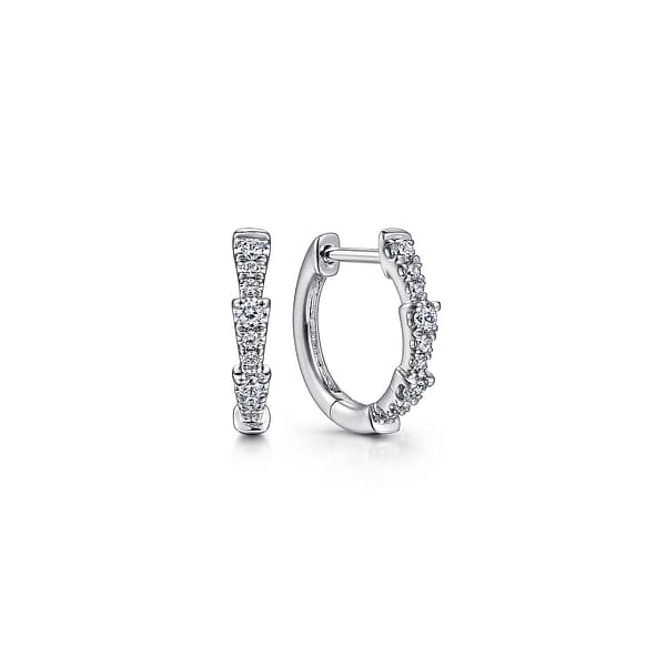 14K White Gold Diamond Huggie Earrings - EG14523W45JJ-Gabriel & Co.-Renee Taylor Gallery
