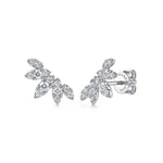 14K White Gold Diamond Illusion RD Marquise Ear Climber Stud Earrings Lusso Collection - EG15728W45JJ-Gabriel & Co.-Renee Taylor Gallery