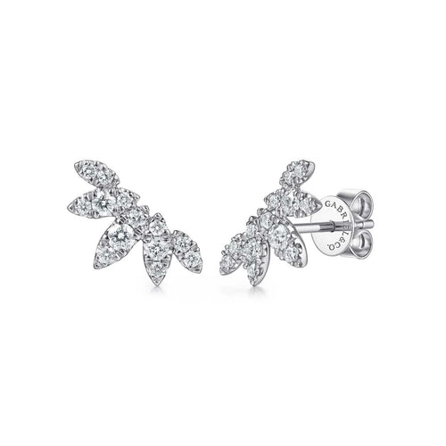 14K White Gold Diamond Illusion RD Marquise Ear Climber Stud Earrings Lusso Collection - EG15728W45JJ-Gabriel & Co.-Renee Taylor Gallery