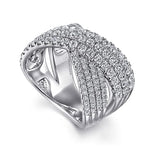 14K White Gold Diamond Ladies' Criss Cross Ring - LR52466W45JJ-Gabriel & Co.-Renee Taylor Gallery