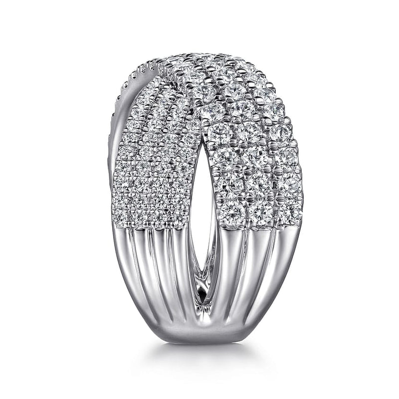 14K White Gold Diamond Ladies' Criss Cross Ring - LR52466W45JJ-Gabriel & Co.-Renee Taylor Gallery