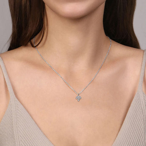 14K White Gold Diamond Leaf Shape Pendant Necklace - NK7432W45JJ-Gabriel & Co.-Renee Taylor Gallery