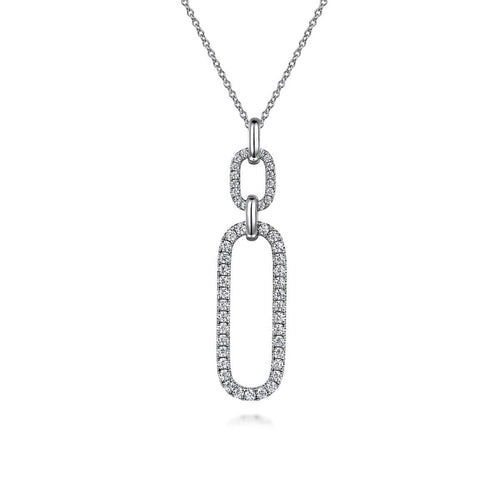 14K White Gold Diamond Link Chain Drop Pendant Necklace – NK7595W45JJ-Gabriel & Co.-Renee Taylor Gallery