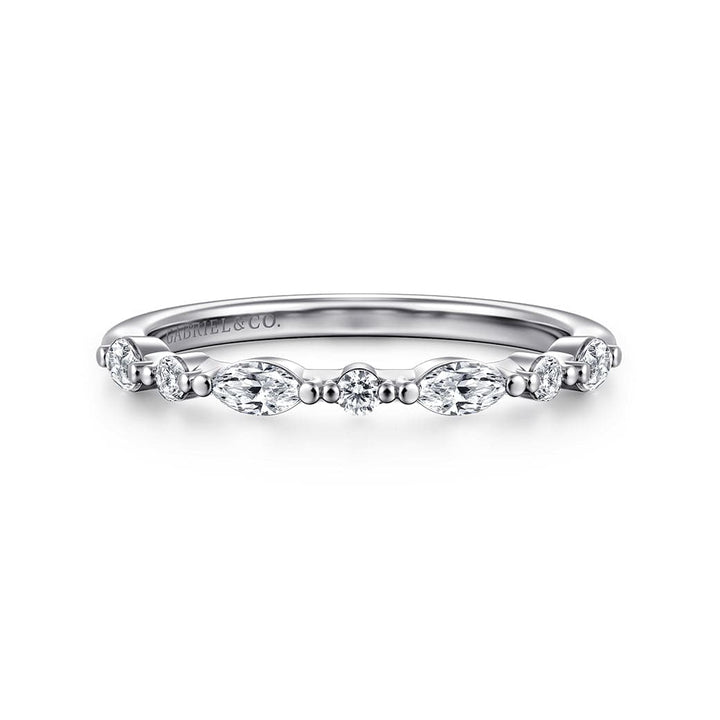 14K White Gold Diamond Matching Wedding Band - WB16497M8W44JJ-Gabriel & Co.-Renee Taylor Gallery