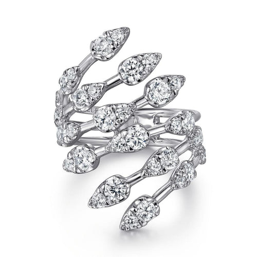14K White Gold Diamond Spikes Bypass Ladies Ring – LR52618W45JJ-Gabriel & Co.-Renee Taylor Gallery