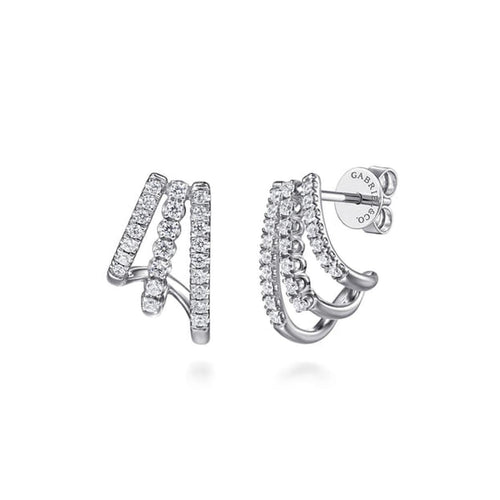 14K White Gold Diamond Stacked J Hoop Earrings - EG15555W45JJ-Gabriel & Co.-Renee Taylor Gallery