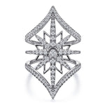 14K White Gold Diamond Starburst Chevron Statement Ring - LR52013W45JJ-Gabriel & Co.-Renee Taylor Gallery