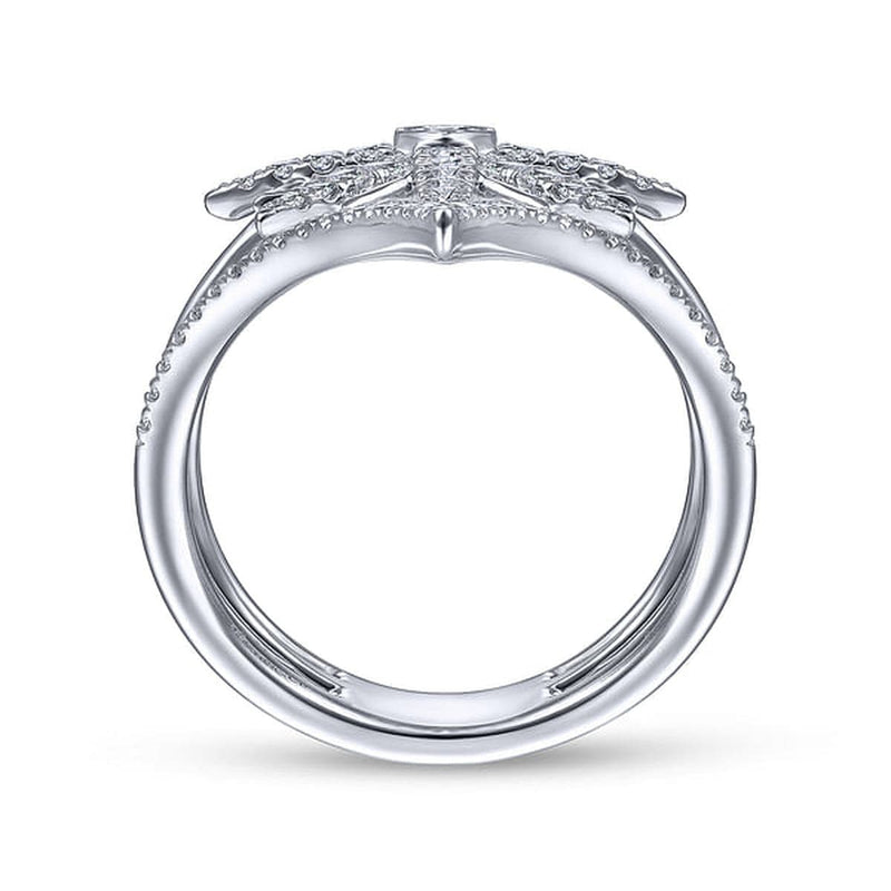 14K White Gold Diamond Starburst Chevron Statement Ring - LR52013W45JJ-Gabriel & Co.-Renee Taylor Gallery