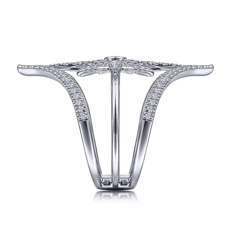 14K White Gold Diamond Starburst Chevron Statement Ring - LR52013W45JJ-Gabriel & Co.-Renee Taylor Gallery
