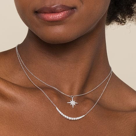 14K White Gold Diamond Starburst Pendant Necklace - NK4847W45JJ-Gabriel & Co.-Renee Taylor Gallery