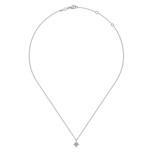 14K White Gold Diamond Starburst Pendant Necklace - NK7502W45JJ-Gabriel & Co.-Renee Taylor Gallery