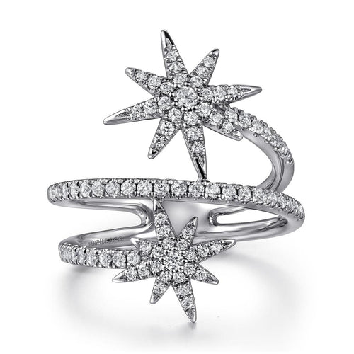14K White Gold Diamond Starburst RD Wrap Ladies Ring Kaslique Collection - LR52608W45JJ-Gabriel & Co.-Renee Taylor Gallery