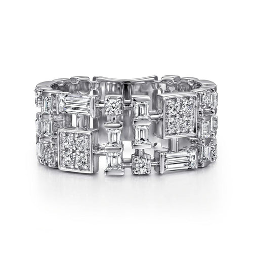 14K White Gold Diamond Wide Band Ring – LR52216W44JJ-Gabriel & Co.-Renee Taylor Gallery