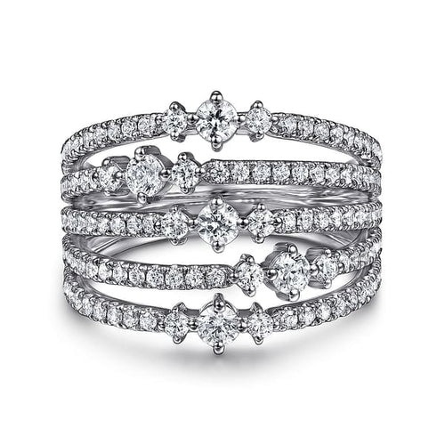 14K White Gold Diamond Wide Band Ring - LR52747W45JJ-Gabriel & Co.-Renee Taylor Gallery