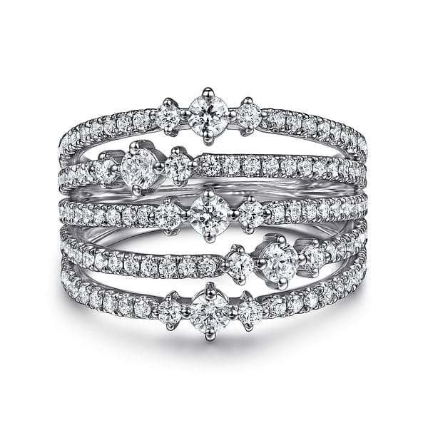 14K White Gold Diamond Wide Band Ring - LR52747W45JJ-Gabriel & Co.-Renee Taylor Gallery