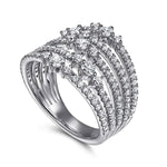 14K White Gold Diamond Wide Band Ring - LR52747W45JJ-Gabriel & Co.-Renee Taylor Gallery