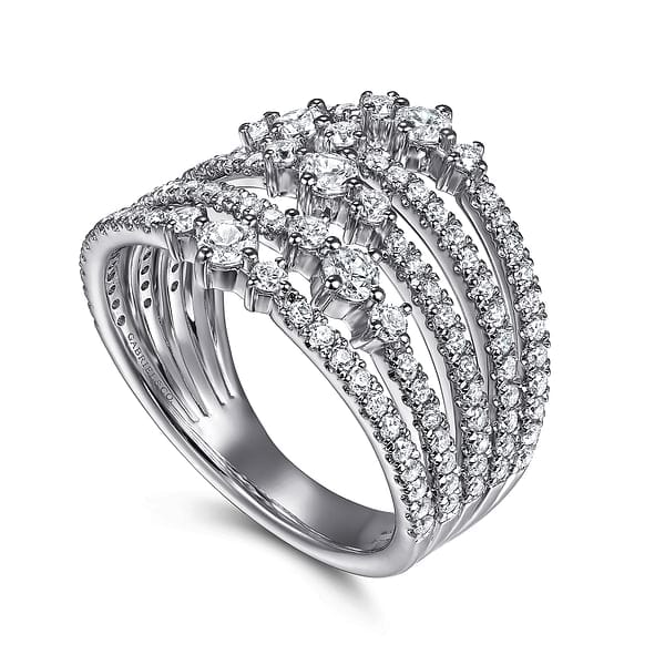 14K White Gold Diamond Wide Band Ring - LR52747W45JJ-Gabriel & Co.-Renee Taylor Gallery