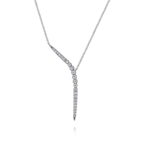 14K White Gold Diamond Y Necklace - NK8050W45JJ-Gabriel & Co.-Renee Taylor Gallery