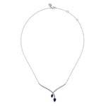 14K White Gold Diamond and Blue Sapphire Teardrop Twist Necklace - NK7251W45SA-Gabriel & Co.-Renee Taylor Gallery