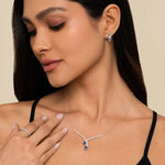 14K White Gold Diamond and Blue Sapphire Teardrop Twist Necklace - NK7251W45SA-Gabriel & Co.-Renee Taylor Gallery
