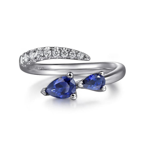 14K White Gold Diamond and Sapphire Bypass Ring – LR52707W45SA-Gabriel & Co.-Renee Taylor Gallery