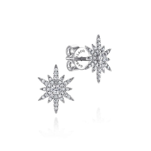 14K White Gold Diamond Starburst Earrings – EG12956W45JJ-Gabriel & Co.-Renee Taylor Gallery