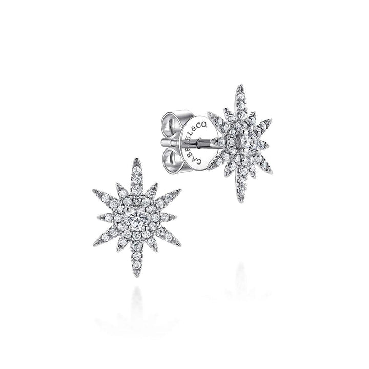 14K White Gold Diamond Starburst Earrings – EG12956W45JJ-Gabriel & Co.-Renee Taylor Gallery