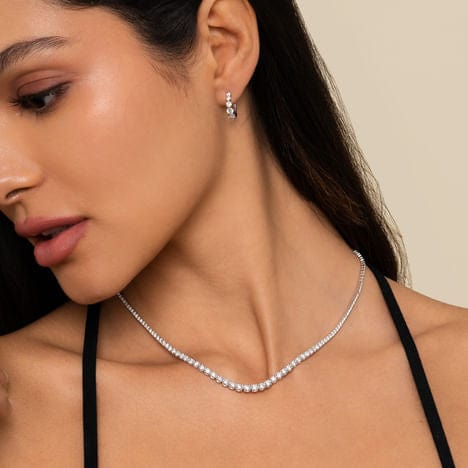 14K White Gold Graduated Diamond Necklace - NK6593W45JJ-Gabriel & Co.-Renee Taylor Gallery
