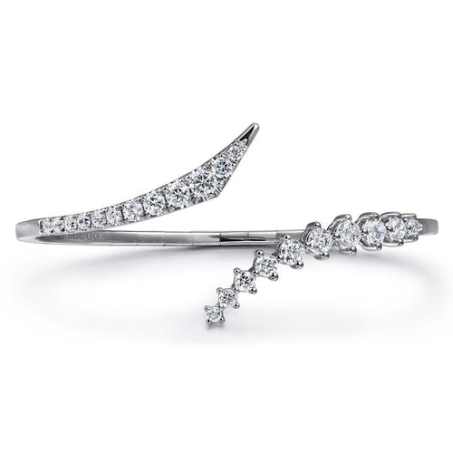 14K White Gold Graduating Diamond Bypass Bangle Bracelet – BG5110-62W45JJ-Gabriel & Co.-Renee Taylor Gallery