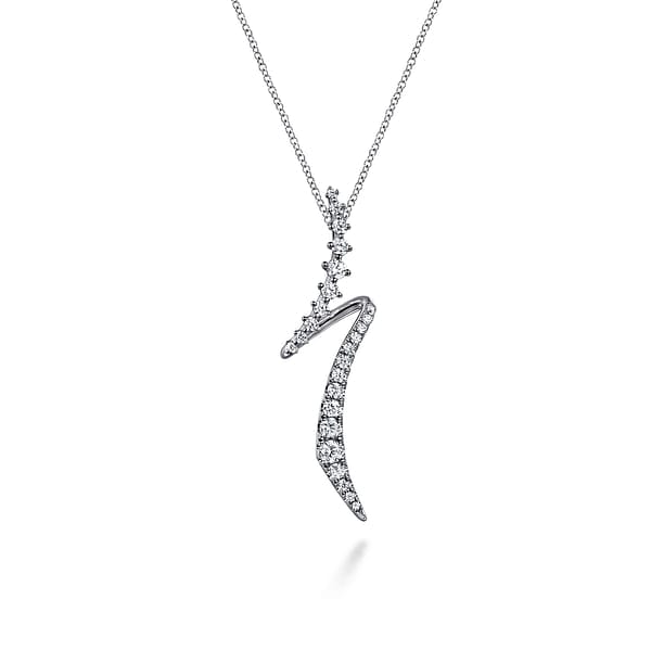 14K White Gold Graduating Diamond Bypass Pendant Necklace - NK7845W45JJ-Gabriel & Co.-Renee Taylor Gallery