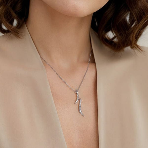 14K White Gold Graduating Diamond Bypass Pendant Necklace - NK7845W45JJ-Gabriel & Co.-Renee Taylor Gallery