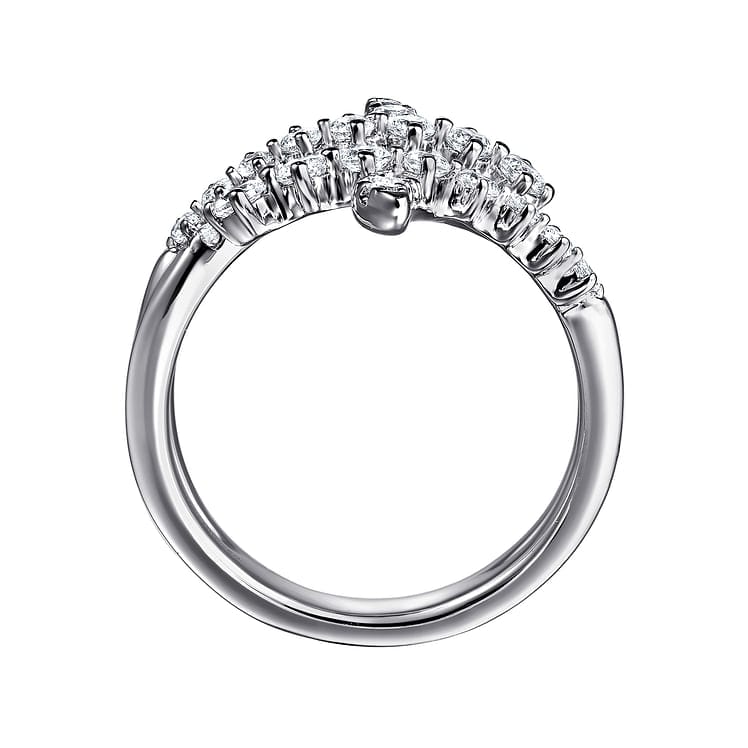 14K White Gold Graduating Diamond Bypass Ring - LR52805W45JJ-Gabriel & Co.-Renee Taylor Gallery