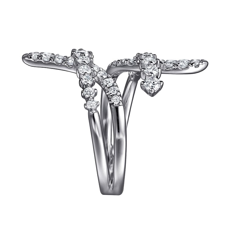 14K White Gold Graduating Diamond Bypass Ring - LR52805W45JJ-Gabriel & Co.-Renee Taylor Gallery