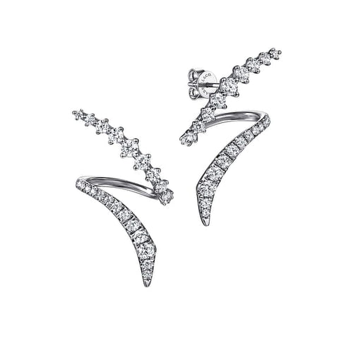 14K White Gold Graduating Diamond Bypass Stud Earrings - EG15367W45JJ-Gabriel & Co.-Renee Taylor Gallery