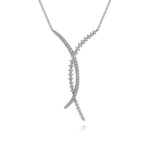 14K White Gold Graduating Diamond Pendant Necklace – NK7835W45JJ-Gabriel & Co.-Renee Taylor Gallery