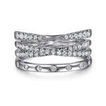 14K White Gold Graduating Diamond Spike Easy Stackable Ring - LR52804W45JJ-Gabriel & Co.-Renee Taylor Gallery