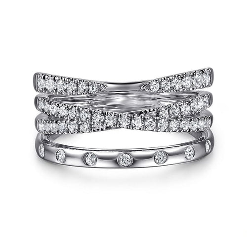 14K White Gold Graduating Diamond Spike Easy Stackable Ring - LR52804W45JJ-Gabriel & Co.-Renee Taylor Gallery