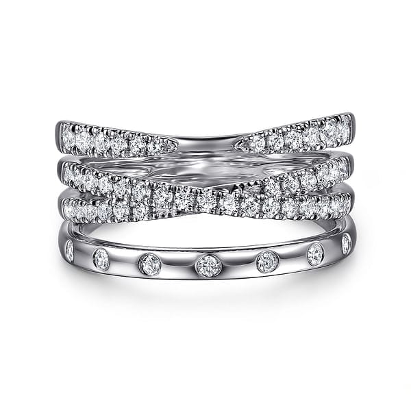 14K White Gold Graduating Diamond Spike Easy Stackable Ring - LR52804W45JJ-Gabriel & Co.-Renee Taylor Gallery