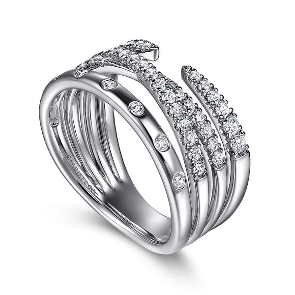 14K White Gold Graduating Diamond Spike Easy Stackable Ring - LR52804W45JJ-Gabriel & Co.-Renee Taylor Gallery