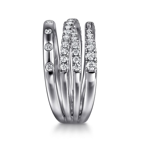 14K White Gold Graduating Diamond Spike Easy Stackable Ring - LR52804W45JJ-Gabriel & Co.-Renee Taylor Gallery