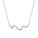 14K White Gold Graduating Diamond Wave Bar Necklace - NK7765W45JJ-Gabriel & Co.-Renee Taylor Gallery