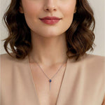 14K White Gold Graduating Diamonds and Blue Sapphire Pendant Drop Necklace – NK7738W45SA-Gabriel & Co.-Renee Taylor Gallery