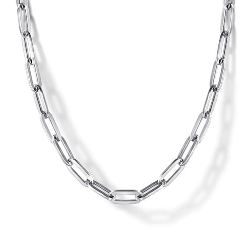 14K White Gold Hollow Paperclip Chain Necklace - NK6769H-Gabriel & Co.-Renee Taylor Gallery