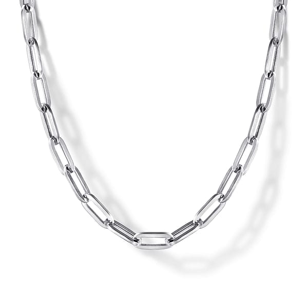 14K White Gold Hollow Paperclip Chain Necklace - NK6769H-Gabriel & Co.-Renee Taylor Gallery