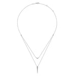 14K White Gold Layered Pavé Diamond Bar and Spike Pendant Necklace - NK6009W45JJ-Gabriel & Co.-Renee Taylor Gallery