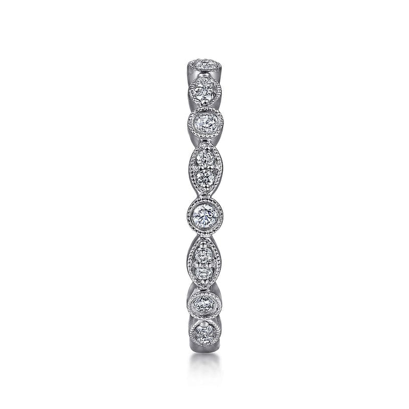 14K White Gold Marquise and Round Station Diamond Ring - LR5701W45JJ-Gabriel & Co.-Renee Taylor Gallery