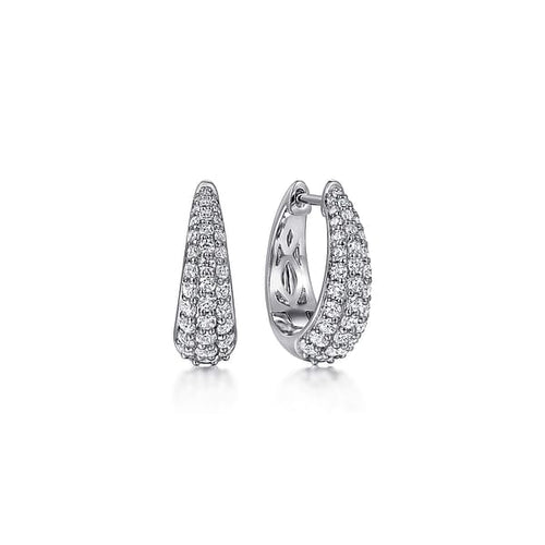 14K White Gold Pavé Diamond Oval Huggie Earrings - EG15086W45JJ-Gabriel & Co.-Renee Taylor Gallery
