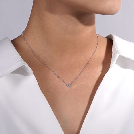 14K White Gold Pavé Diamond Pendant Heart Necklace - NK5450W45JJ-Gabriel & Co.-Renee Taylor Gallery