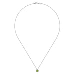 14K White Gold Peridot and Diamond Halo Pendant Necklace - NK2824W45PE-Gabriel & Co.-Renee Taylor Gallery