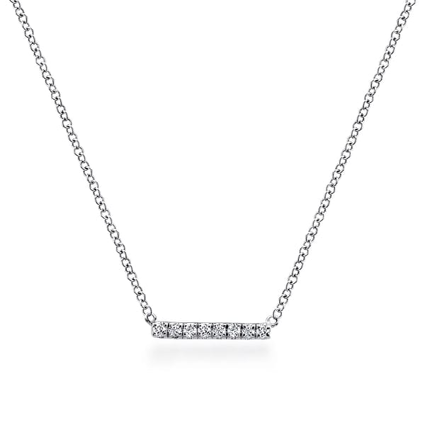 14K White Gold Petite Pavé Diamond Bar Necklace - NK5422W45JJ-Gabriel & Co.-Renee Taylor Gallery